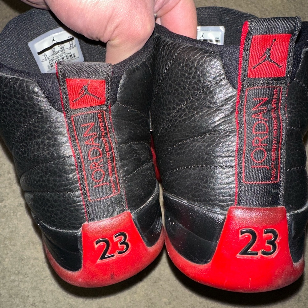 Jordan Retro flu game 12 Black & Red Sneakers - Picture 7 of 8
